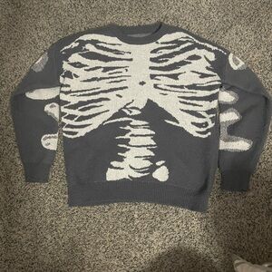Levi's Gray and White Skeleton Crewneck Sweater